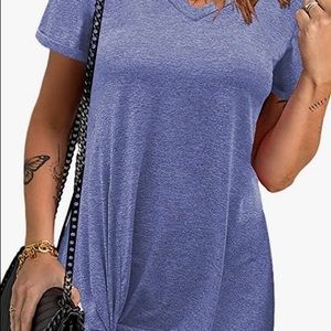 Blue V neck t shirt dress